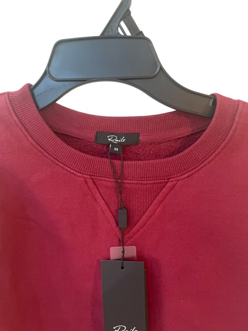 Rails Tiffany Merlot Sweatshirt Crew Neck Puff Sleeves Merlot Wmns Sz XS $178NEW - Picture 4 of 10